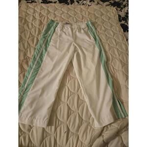 Nike Athletic cropped Pants White with Mint Green Stripes